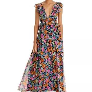 NWT AQUA Multicolor Floral Maxi Dress